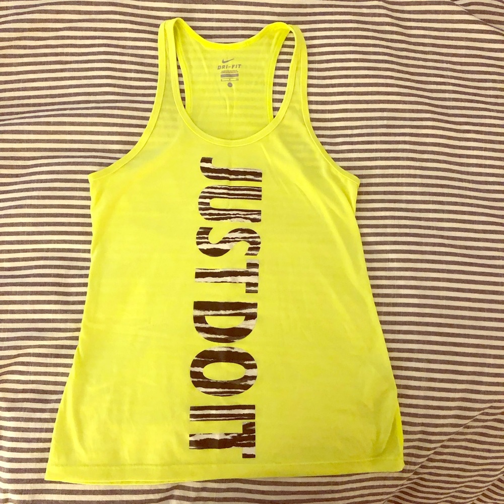 Nike dri fit running tank, Lime and Zebra